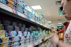 Crest toothpaste on sale at a store in Zhengzhou. (File photo/CNS)