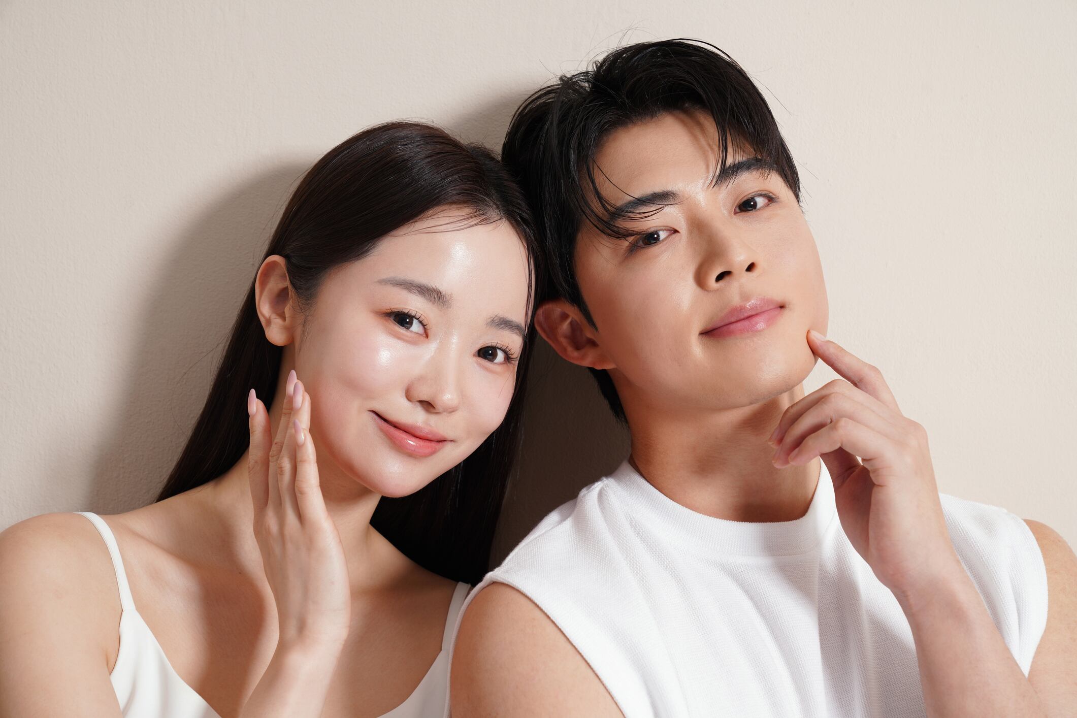 Skin care portrait of Korean man and woman