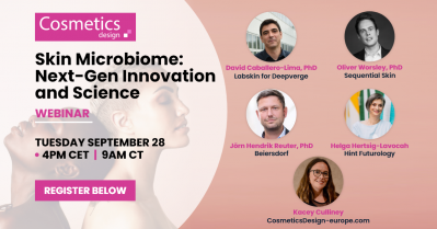 Skin Microbiome 2021 Cosmetics Design trends webinar with Beiersdorf, Labskin, Sequential Skin and Hint Futurology