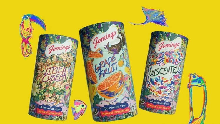 Jomingo offers a range of natural deodorants in biodegradable paper packaging. ©Jomingo
