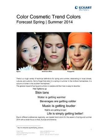 ECKART Trend Color Forecast of Spring/ Summer 2014