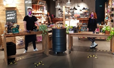 Lush has kick-started its phased reopening plan in Germany and Austria, with plans to reopen across UAE, Russia, South Africa, Netherlands, Greece also either underway or scheduled for next week. Stores in Italy and Spain will reopen later and plans for the UK are yet to be confirmed. (Image: Lush Oberhausen German store reopens)
