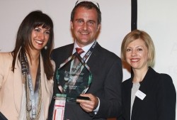 The Induchem team receiving the in-cosmetics gold award for ingredients innovation